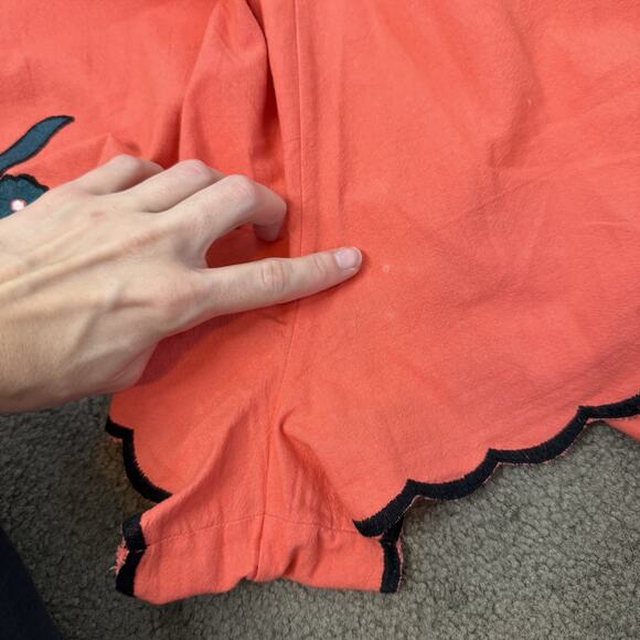 Free People Sophia Embroidered Romper Coral Orange Boho Floral Scalloped Large - Picture 11 of 15